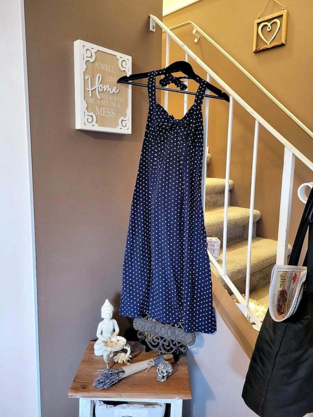 Blue & White Polka Dot Maxi Dress